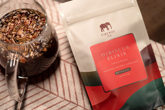 hibiscus elixir 2oz bag with tea steeping