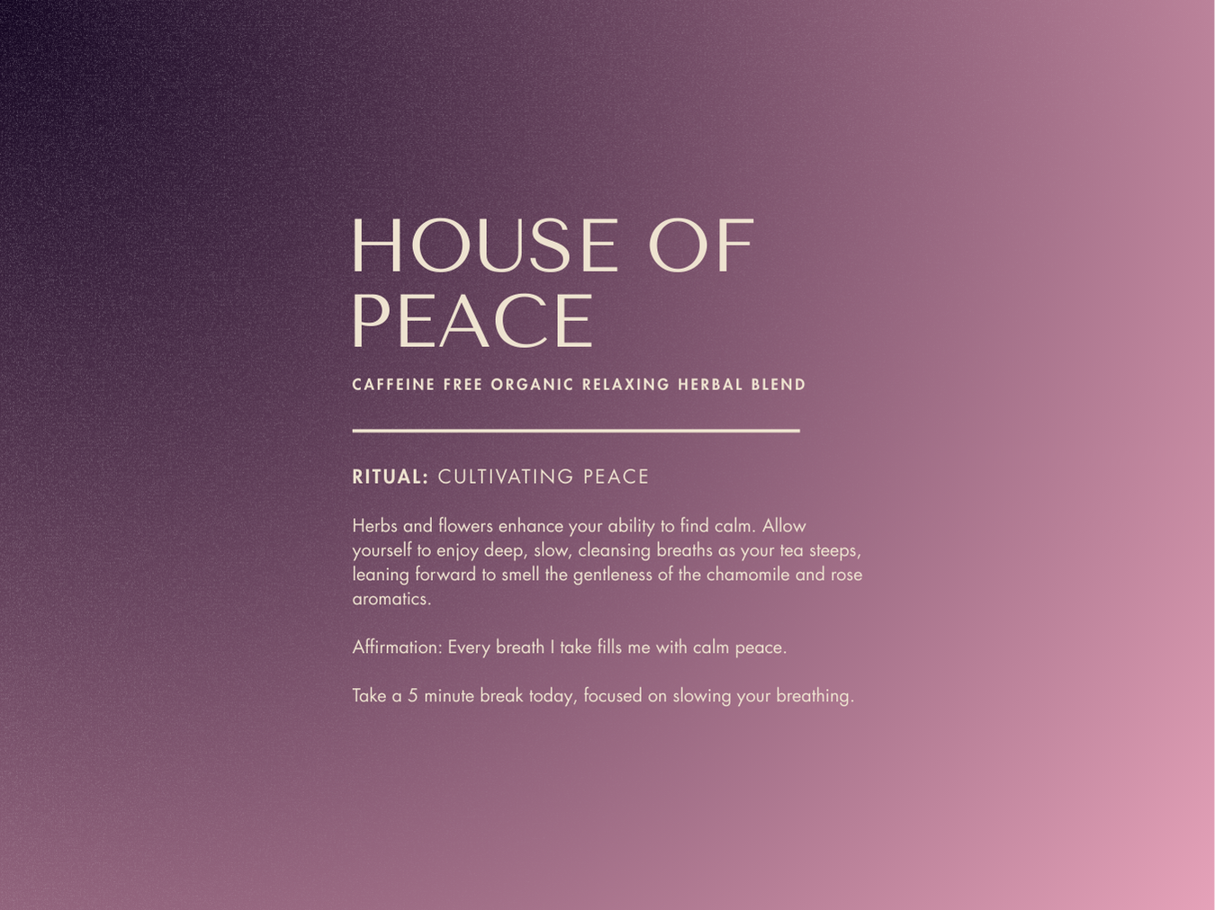image of text: house of peace ritual and affirmation
