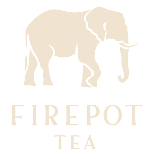 Logo of Firepot Tea with an elephant silhouette on a white background