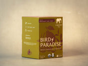 Box of Bird of Paradise tea on a beige background