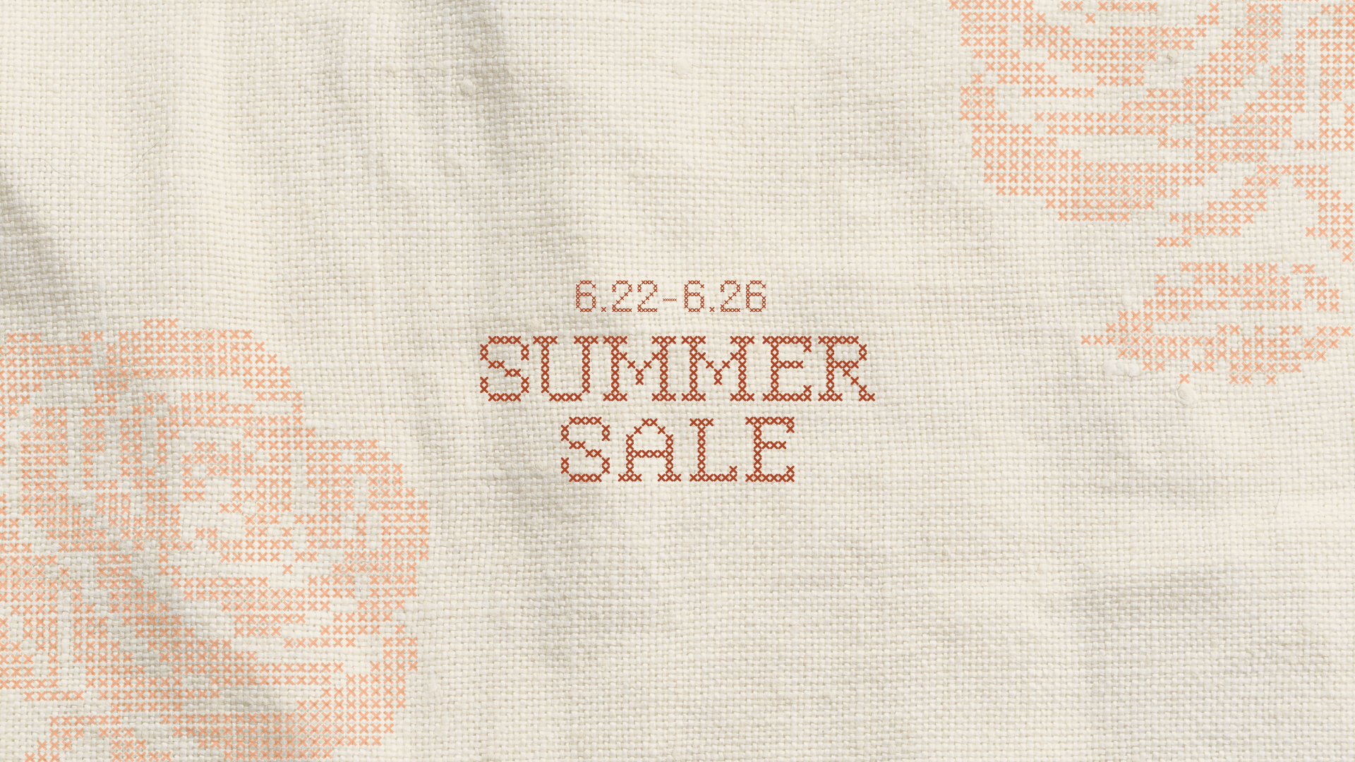 6.22-6.26 SUMMER SALE text on a textured beige background with floral patterns