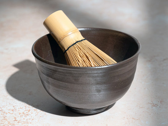 matcha whisk (chasen) in matcha bowl