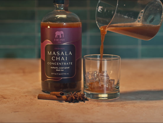 Load and play video in Gallery viewer, video of masala chai concentrate used to make a latte
