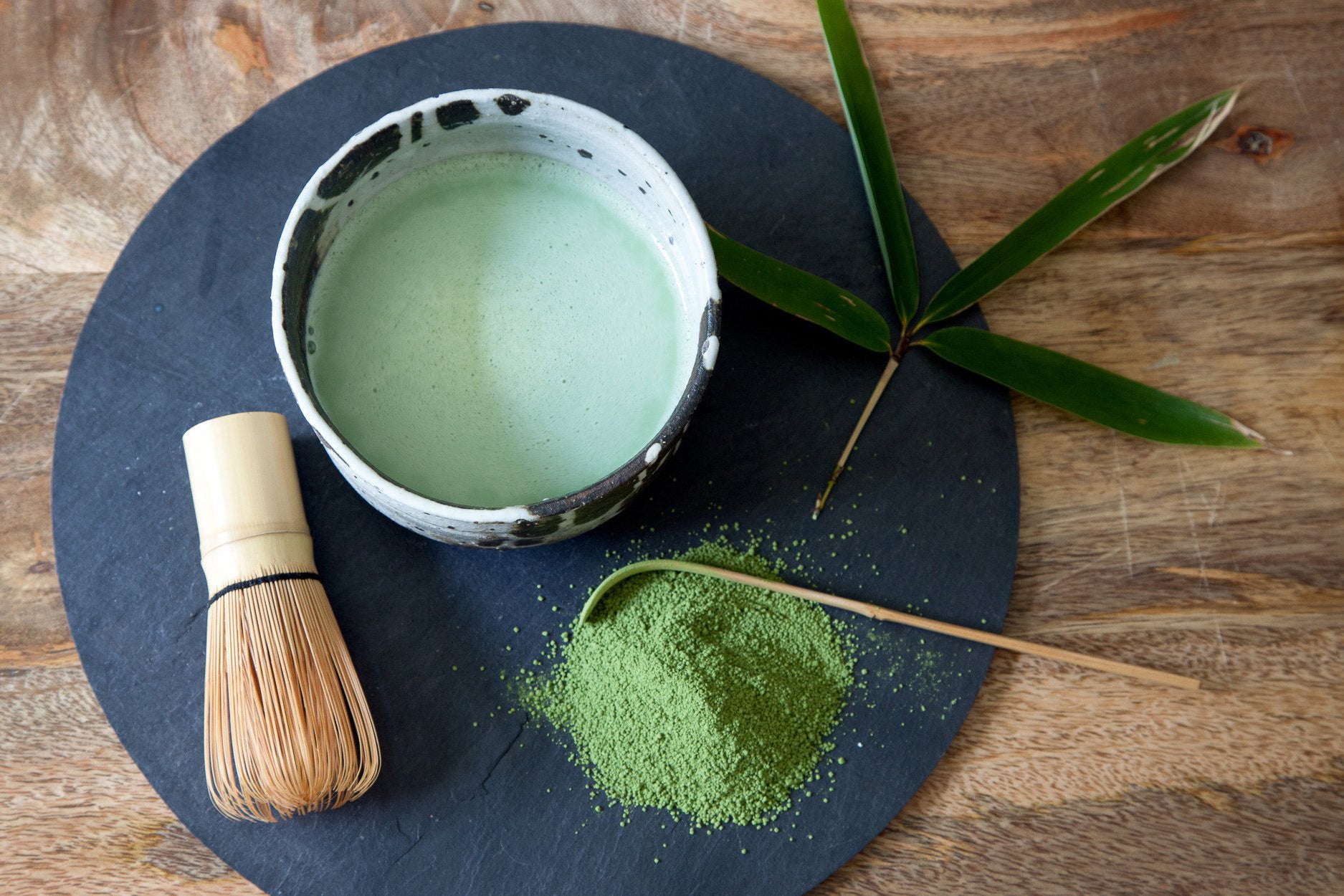 amai matcha powder and whisk